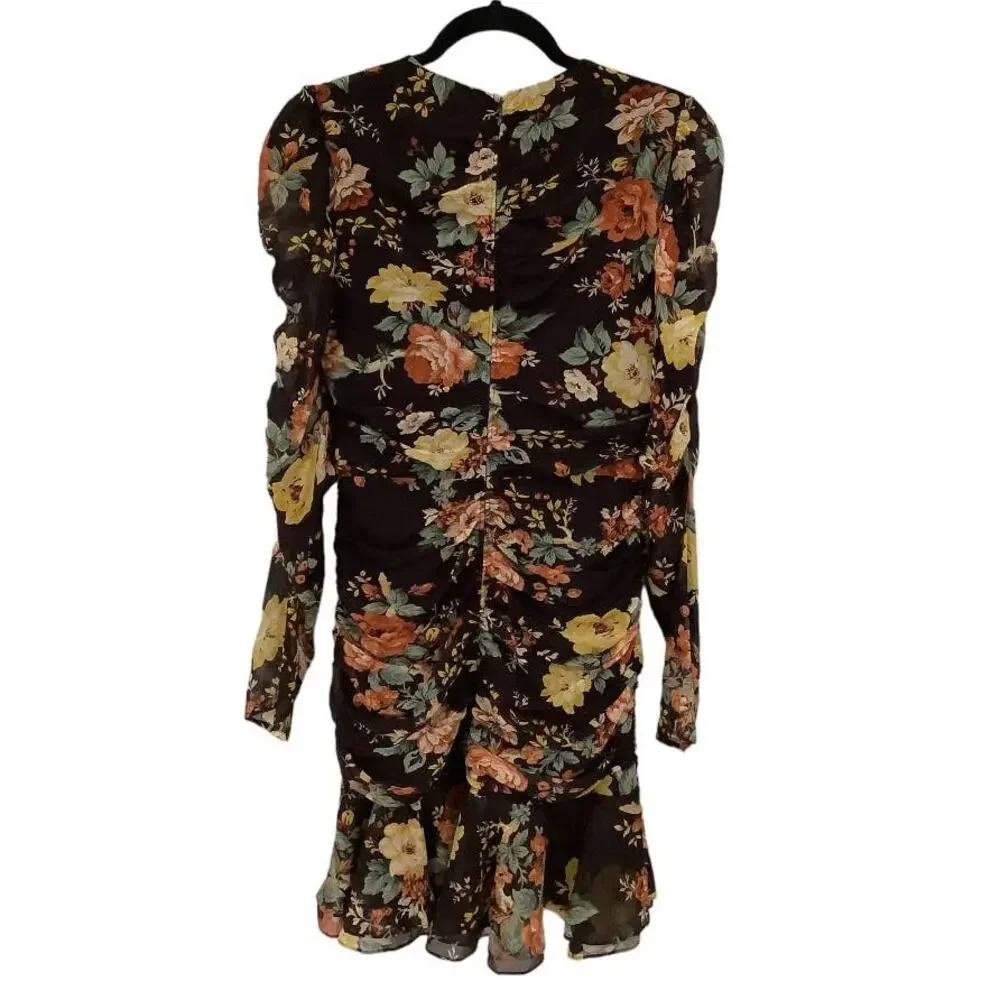 Veronica Beard Hedera Silk Mini‎ Dress Oxblood Floral Print Size 4